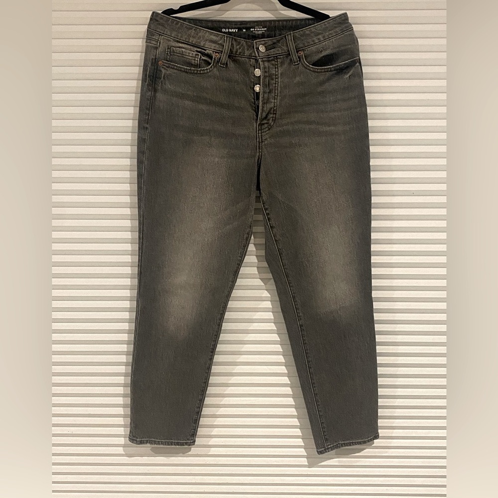 Old Navy OG straight high rise jeans size 10 black/grey